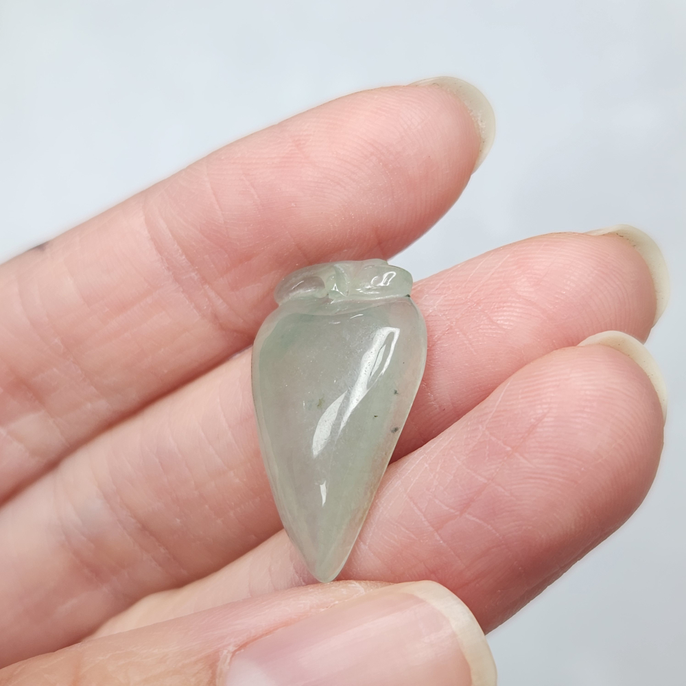 逸品軒～天然緬甸玉A貨-Z7007-冰糯晴水桃子墜子長22.5mm寬13.8mm厚4.4mm-細節圖5