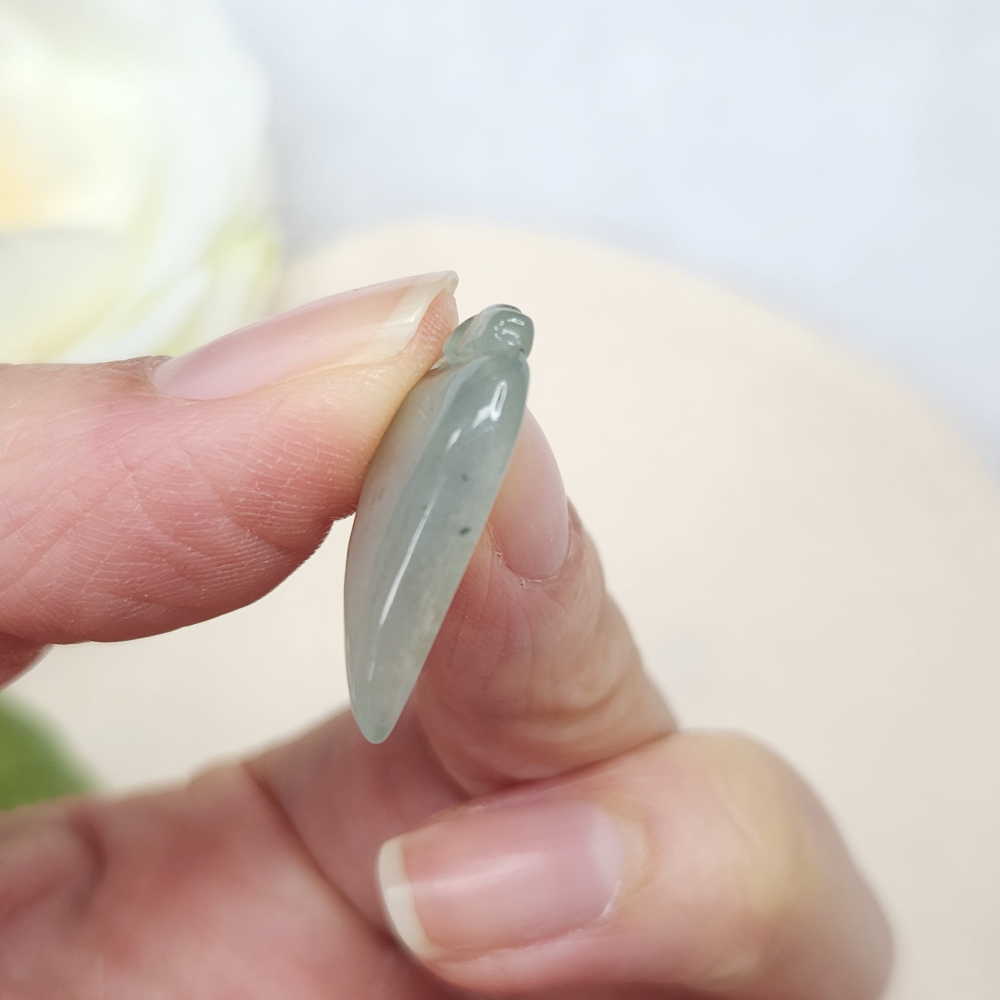 逸品軒～天然緬甸玉A貨-Z7007-冰糯晴水桃子墜子長22.5mm寬13.8mm厚4.4mm-細節圖7