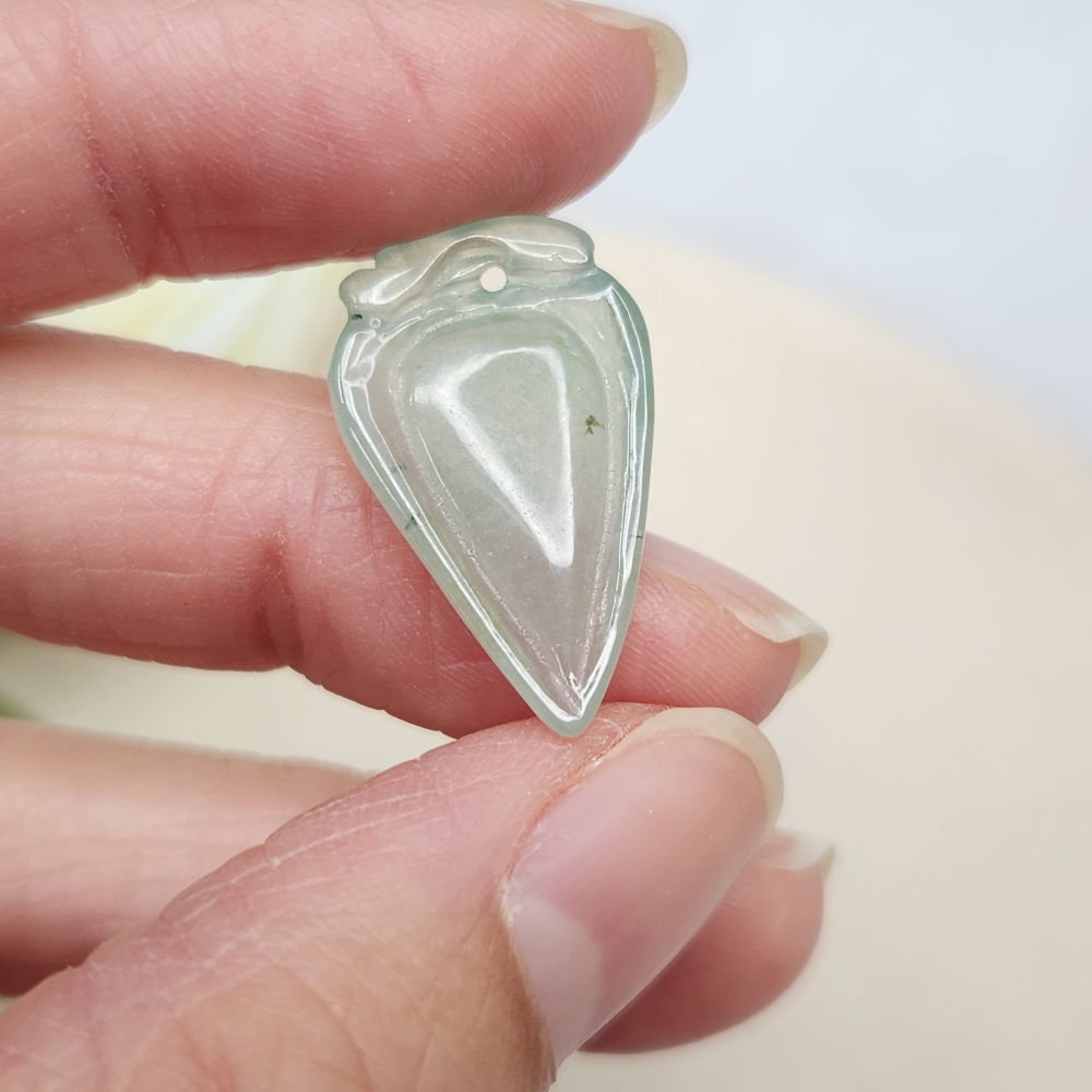 逸品軒～天然緬甸玉A貨-Z7007-冰糯晴水桃子墜子長22.5mm寬13.8mm厚4.4mm-細節圖8