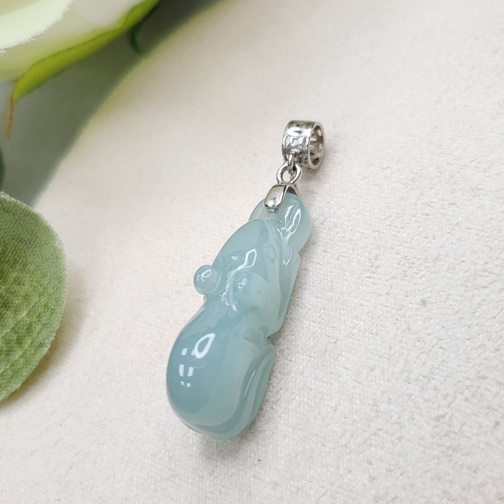 逸品軒～天然緬甸玉A貨-Z7012-細糯藍綠錢鼠墜子長26.7mm寬10.8mm厚6.9mm-細節圖2