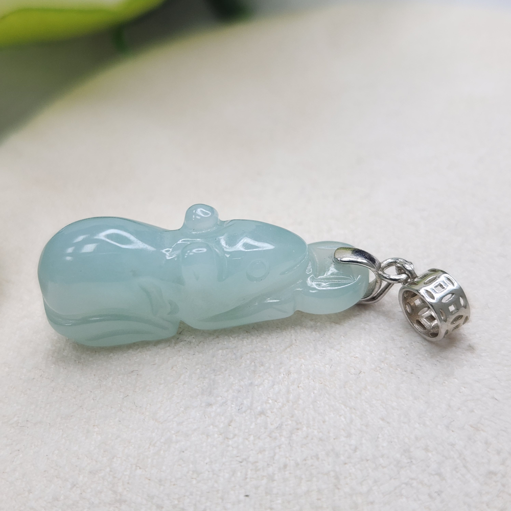 逸品軒～天然緬甸玉A貨-Z7012-細糯藍綠錢鼠墜子長26.7mm寬10.8mm厚6.9mm-細節圖6