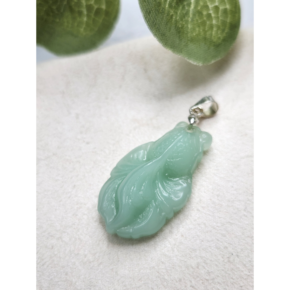 逸品軒～天然緬甸玉A貨-Z7019-冰細糯薄荷綠金玉滿堂金魚墜子長29.4mm寬17.1mm後7.7mm-細節圖2