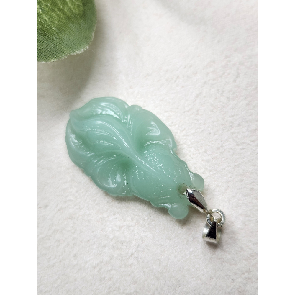 逸品軒～天然緬甸玉A貨-Z7019-冰細糯薄荷綠金玉滿堂金魚墜子長29.4mm寬17.1mm後7.7mm-細節圖3