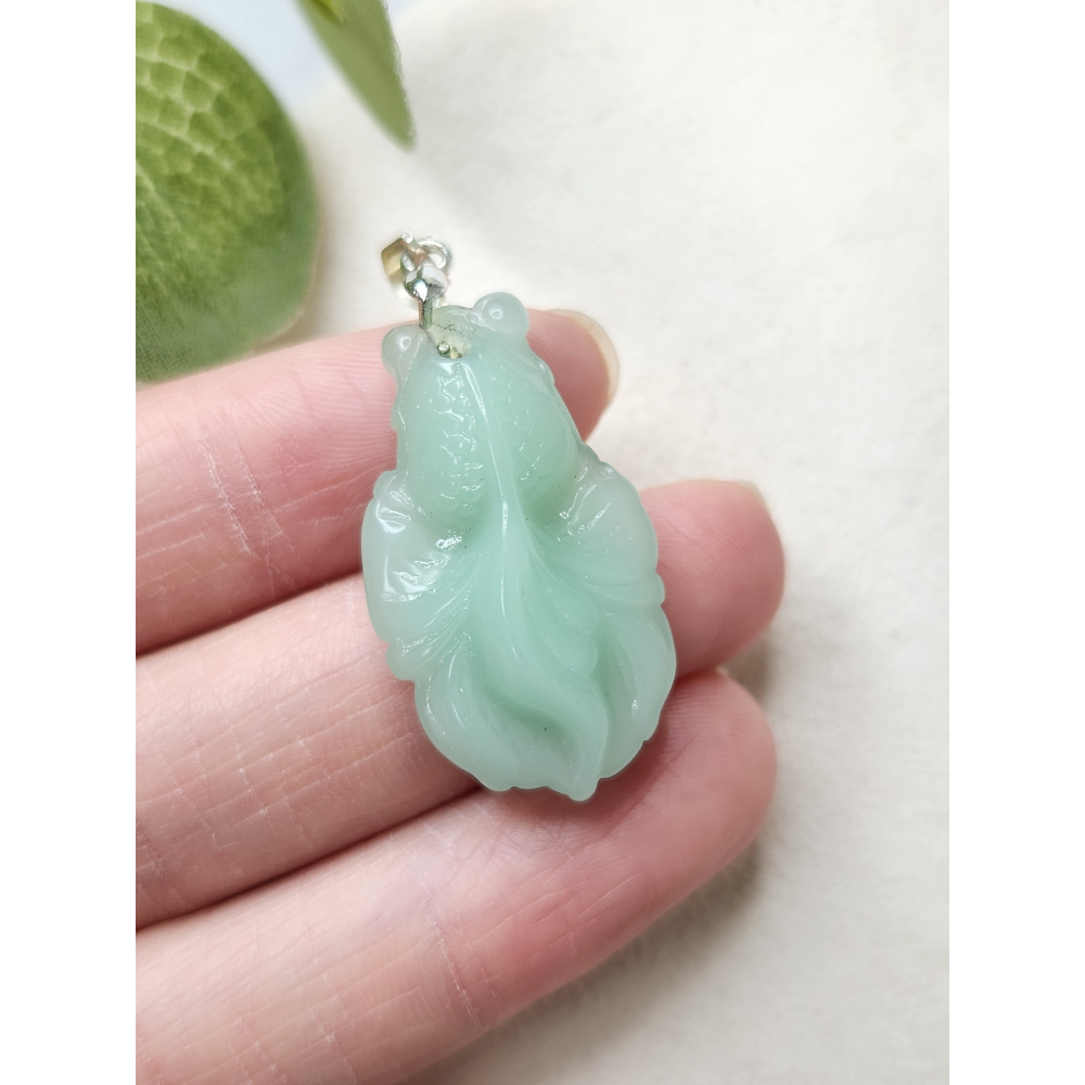 逸品軒～天然緬甸玉A貨-Z7019-冰細糯薄荷綠金玉滿堂金魚墜子長29.4mm寬17.1mm後7.7mm-細節圖4