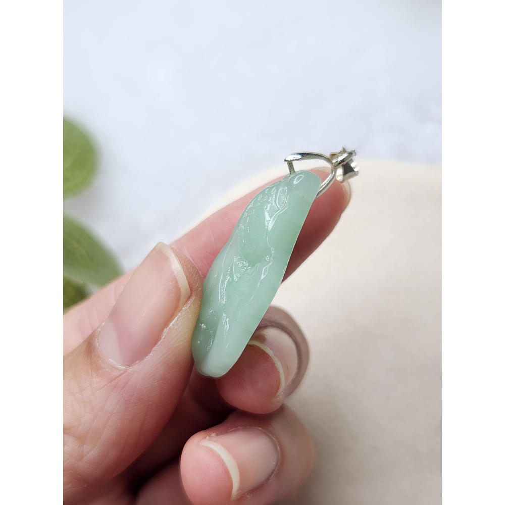 逸品軒～天然緬甸玉A貨-Z7019-冰細糯薄荷綠金玉滿堂金魚墜子長29.4mm寬17.1mm後7.7mm-細節圖6