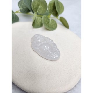 逸品軒～天然緬甸玉A貨-Z7079-冰糯白翡彌勒佛墜子✅️長約47.4mm寬約28.1mm厚約5.7mm-細節圖2