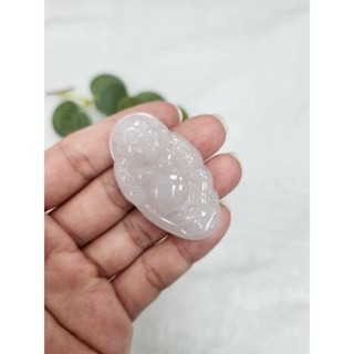 逸品軒～天然緬甸玉A貨-Z7079-冰糯白翡彌勒佛墜子✅️長約47.4mm寬約28.1mm厚約5.7mm-細節圖5