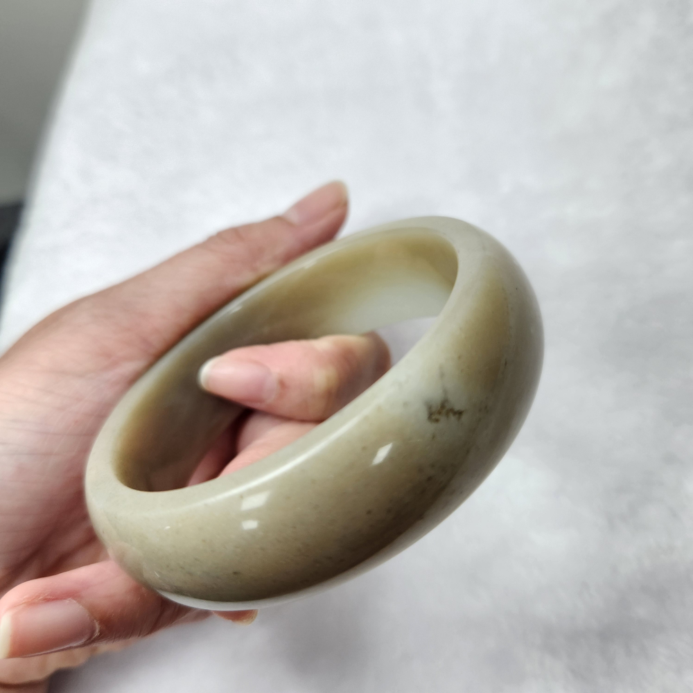 逸品軒～天然和田玉鐲-B1635-弧頂方鐲   寬19.2mm厚8.2mm內徑60.9mm約19.3圍 無紋無摳-細節圖6