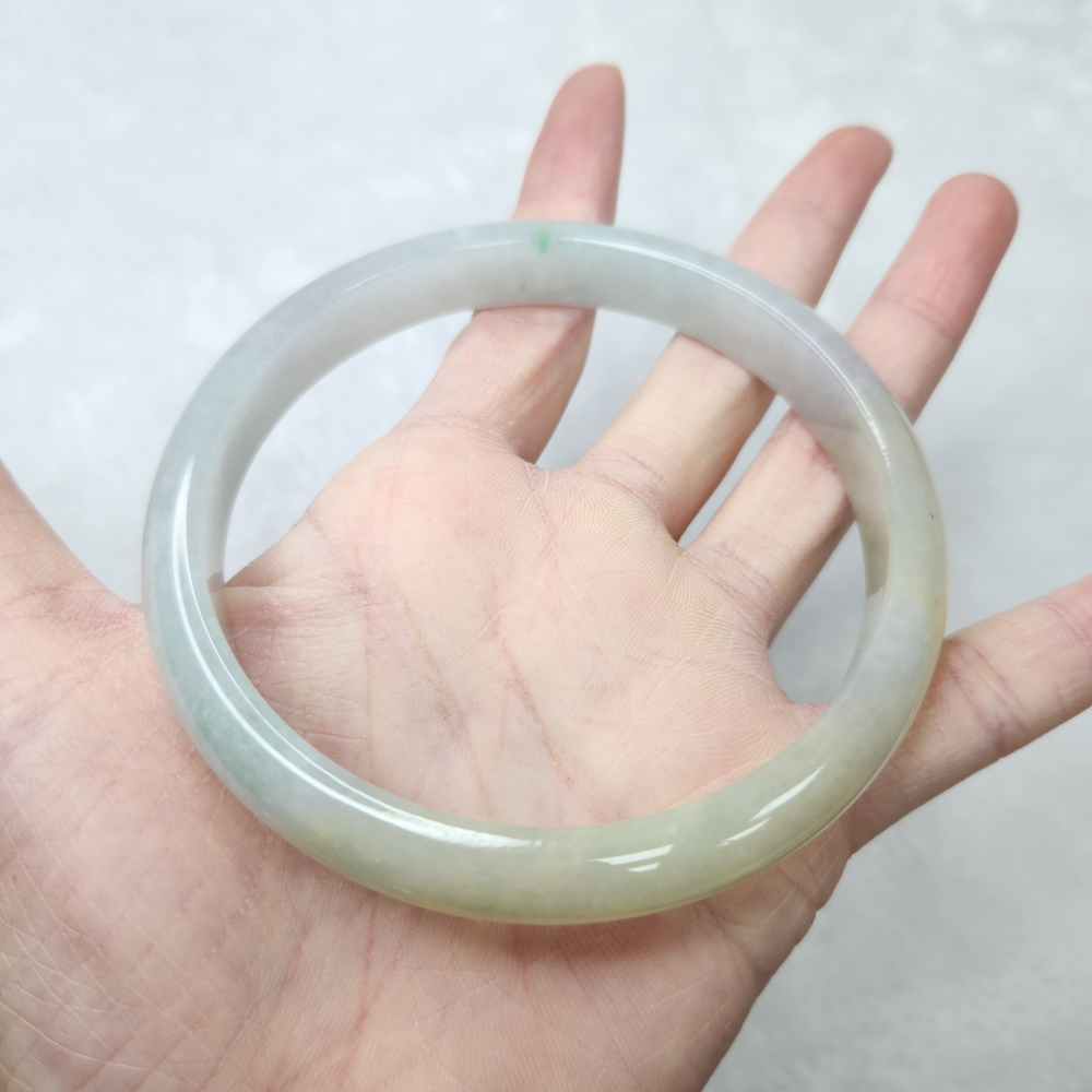 逸品軒～天然緬甸玉A貨-B1667-冰糯雙色大圍玉鐲  寬12mm厚7.3mm內徑73.5mm 不明顯紋無摳-細節圖2
