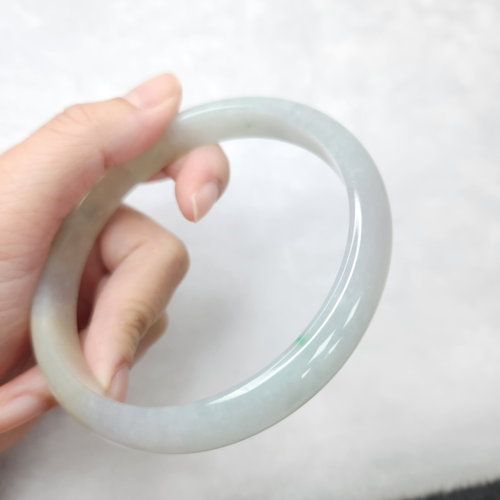逸品軒～天然緬甸玉A貨-B1667-冰糯雙色大圍玉鐲  寬12mm厚7.3mm內徑73.5mm 不明顯紋無摳-細節圖4