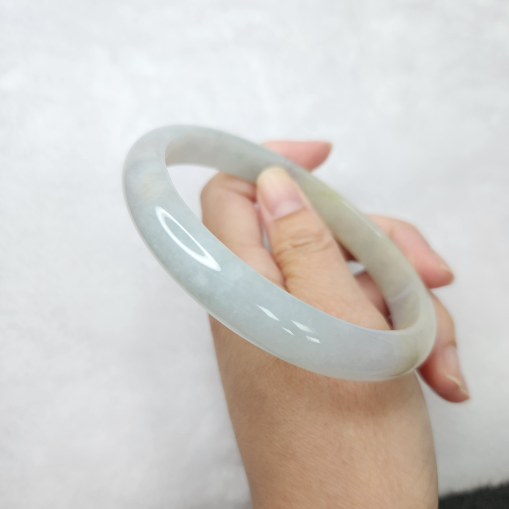 逸品軒～天然緬甸玉A貨-B1667-冰糯雙色大圍玉鐲  寬12mm厚7.3mm內徑73.5mm 不明顯紋無摳-細節圖5