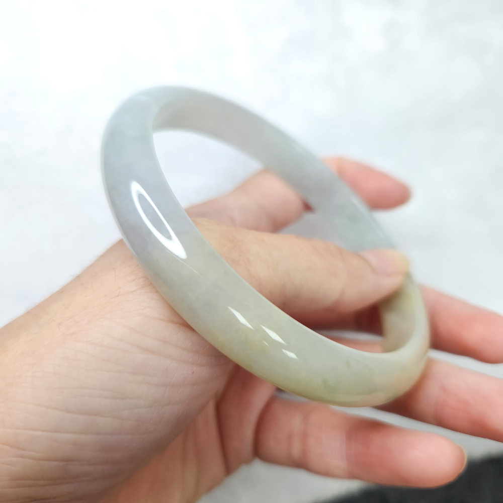 逸品軒～天然緬甸玉A貨-B1667-冰糯雙色大圍玉鐲  寬12mm厚7.3mm內徑73.5mm 不明顯紋無摳-細節圖6