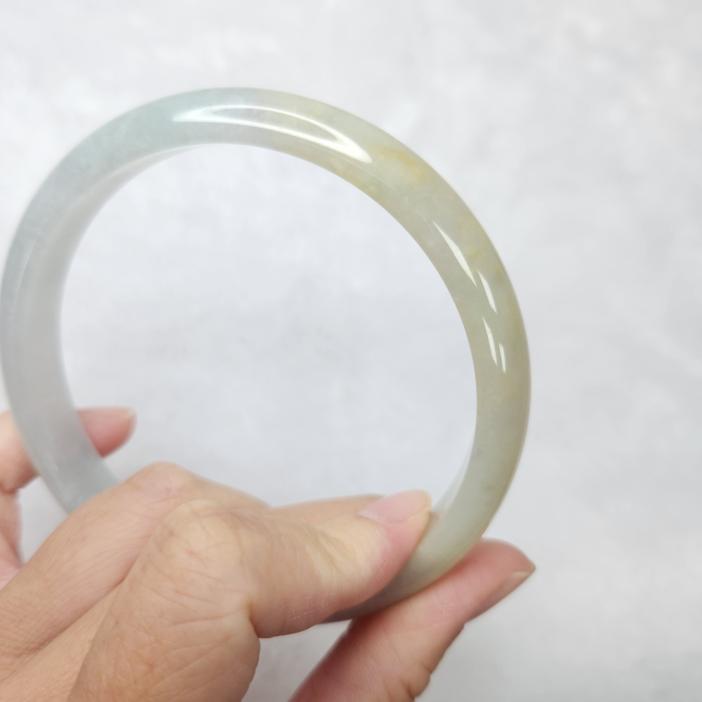 逸品軒～天然緬甸玉A貨-B1667-冰糯雙色大圍玉鐲  寬12mm厚7.3mm內徑73.5mm 不明顯紋無摳-細節圖7