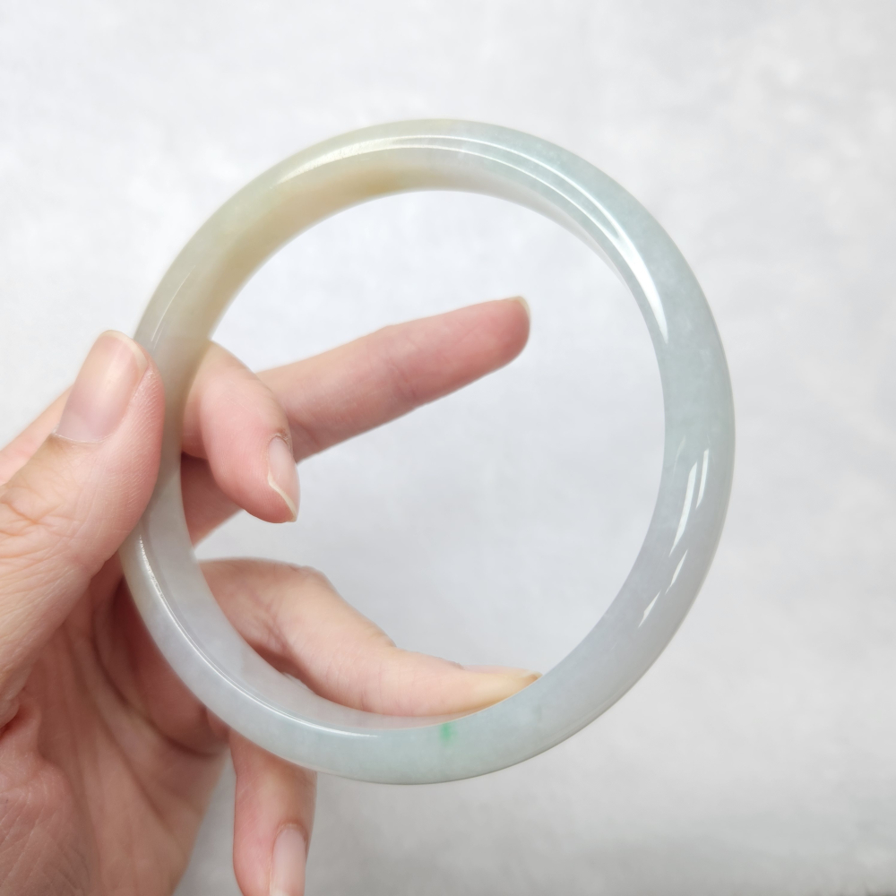 逸品軒～天然緬甸玉A貨-B1667-冰糯雙色大圍玉鐲  寬12mm厚7.3mm內徑73.5mm 不明顯紋無摳-細節圖8