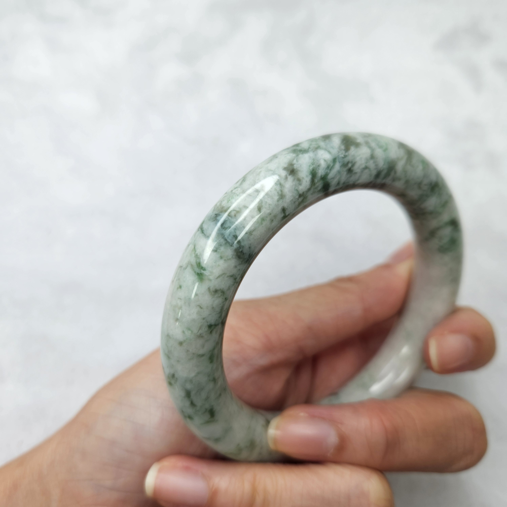 逸品軒～天然緬甸玉A貨-B1679-花青圓骨鐲  寬12.6mm內徑57.5mm約18.5圍  • 無紋無摳-細節圖6