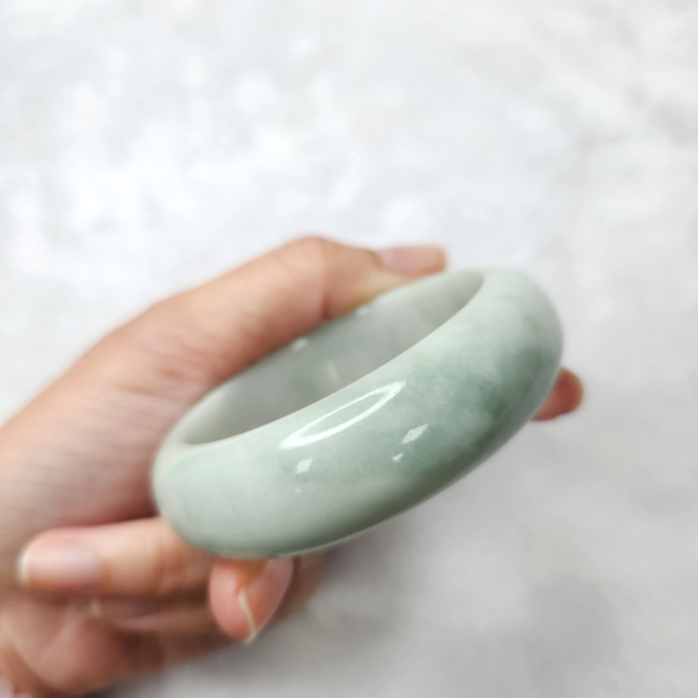 逸品軒～天然緬甸玉A貨-B1682-細糯寬版玉鐲  寬17.4mm厚7.9mm內徑53.5mm約17圍  •有紋無摳-細節圖5