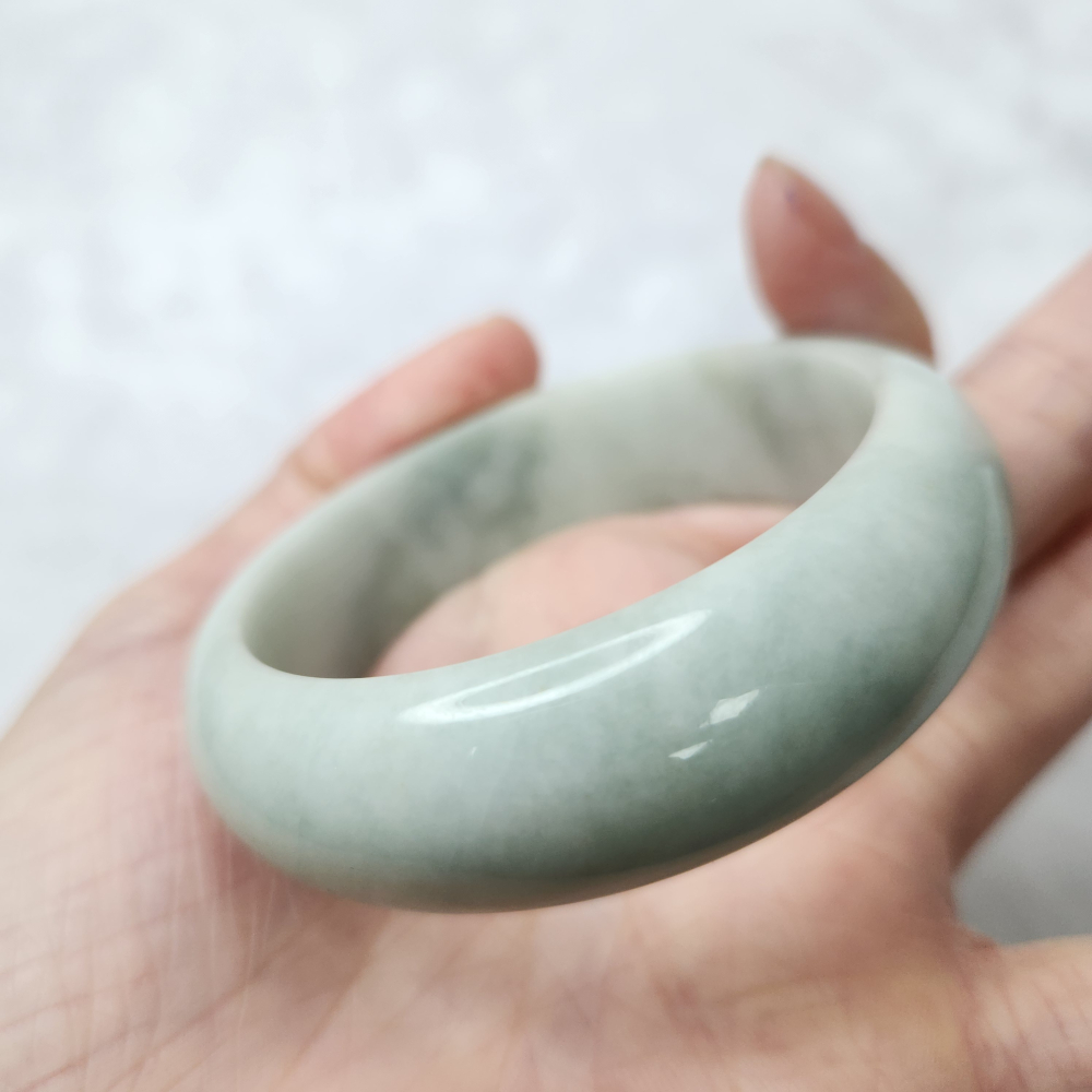 逸品軒～天然緬甸玉A貨-B1682-細糯寬版玉鐲  寬17.4mm厚7.9mm內徑53.5mm約17圍  •有紋無摳-細節圖6