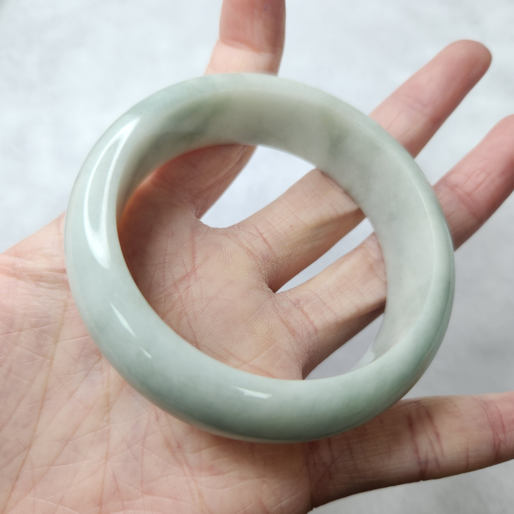 逸品軒～天然緬甸玉A貨-B1682-細糯寬版玉鐲  寬17.4mm厚7.9mm內徑53.5mm約17圍  •有紋無摳-細節圖8