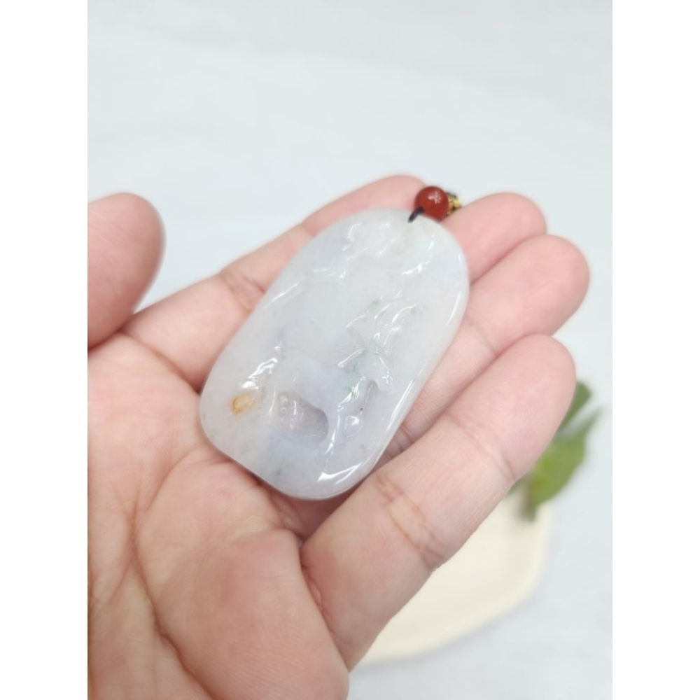 逸品軒～天然翡翠A貨-Z7104-細糯飄紫灑金梅花鹿牌墜子✅️長約49.3mm寬約31.6mm厚約6.3mm-細節圖6