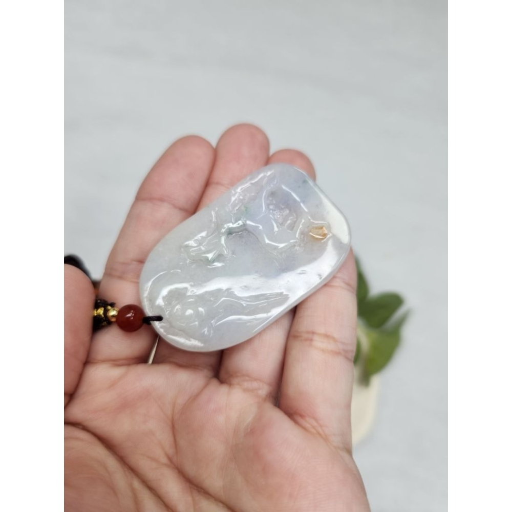 逸品軒～天然翡翠A貨-Z7104-細糯飄紫灑金梅花鹿牌墜子✅️長約49.3mm寬約31.6mm厚約6.3mm-細節圖7