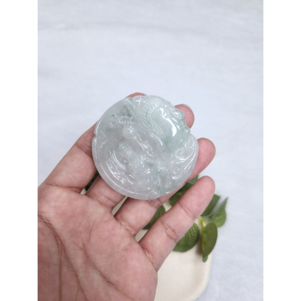 逸品軒～天然緬甸玉A貨-Z7108-冰糯飄花佛魔一念之間牌墜子✅️長約51.6mm寬約51mm厚約5.5mm-細節圖6