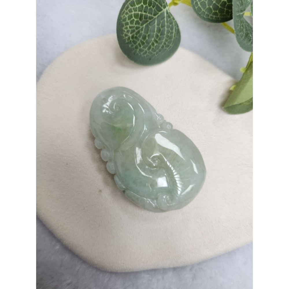 逸品軒～天然緬甸玉A貨-Z7109-細糯達摩墜子✅️長約58.8mm寬約35.6mm厚約12.8mm-細節圖4