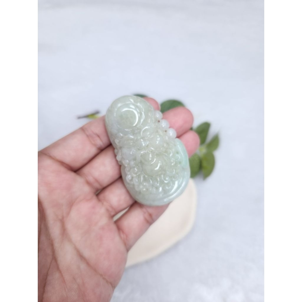 逸品軒～天然緬甸玉A貨-Z7109-細糯達摩墜子✅️長約58.8mm寬約35.6mm厚約12.8mm-細節圖5