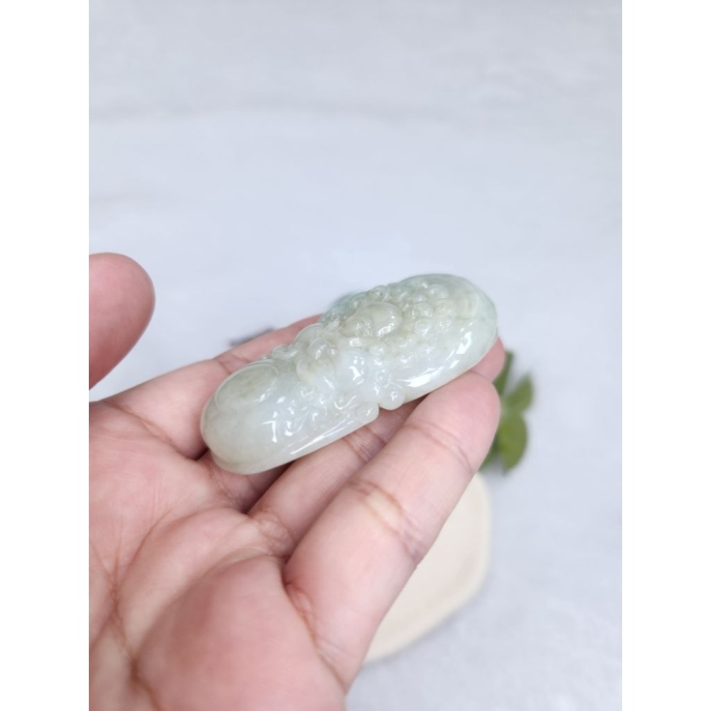 逸品軒～天然緬甸玉A貨-Z7109-細糯達摩墜子✅️長約58.8mm寬約35.6mm厚約12.8mm-細節圖7