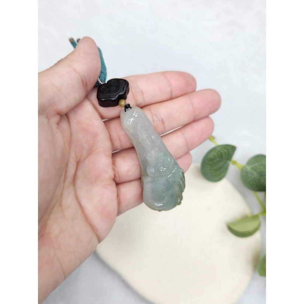逸品軒～天然緬甸玉A貨-Z7113-細糯帶綠普賢菩薩吊墜✅️長約57.3mm寬約24.2mm厚約12.1mm-細節圖5