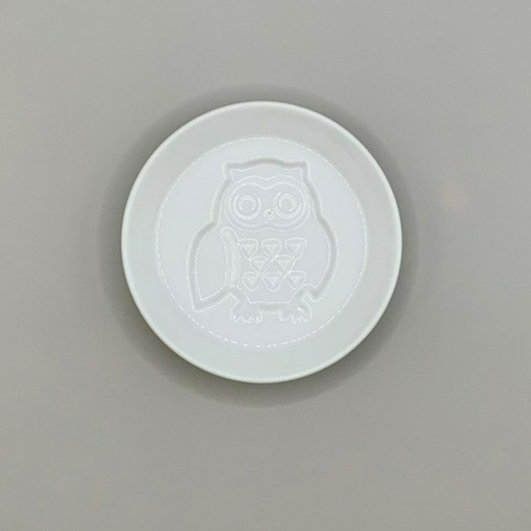 日本製白瓷醬油碟/小碟子 (貓頭鷹)-細節圖2