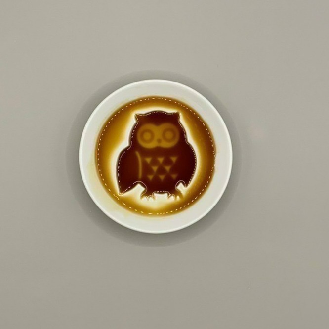 日本製白瓷醬油碟/小碟子 (貓頭鷹)-細節圖3