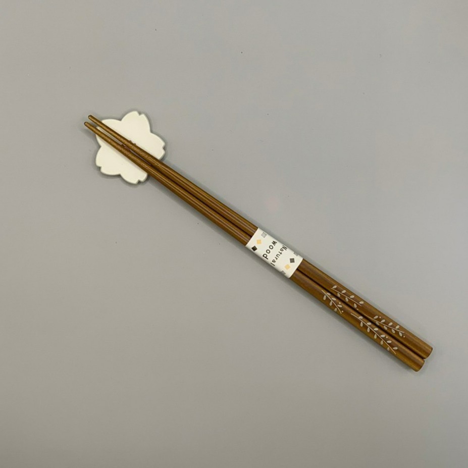 日本製美濃燒陶瓷櫻花筷架 咖啡色-細節圖2