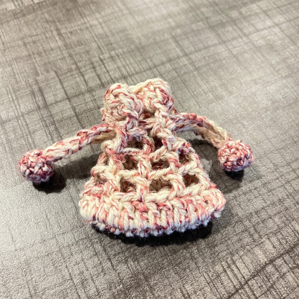 Jenny′s good life手作毛線針織格子球球束口袋/耳機包/耳機袋-細節圖8