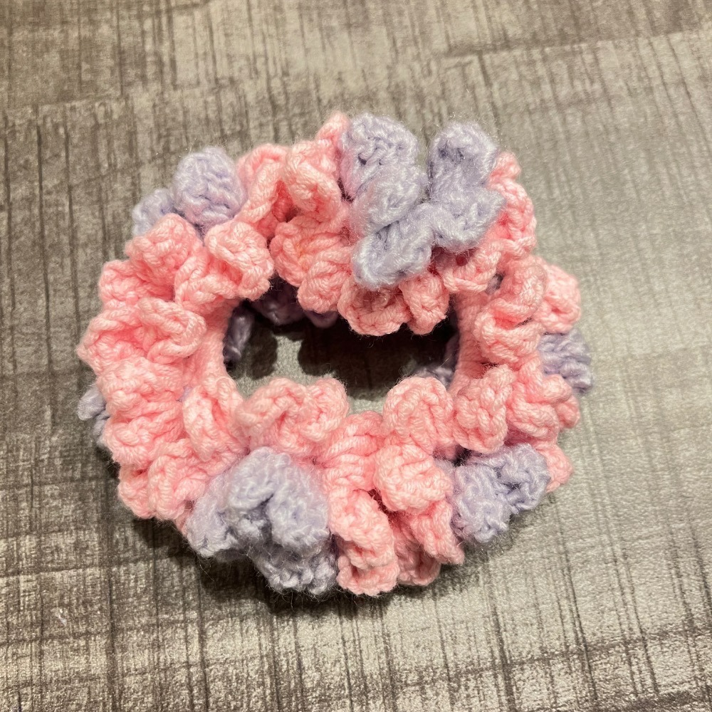 Jenny′s good life手作毛線針織雙色雙層捲捲花邊髮圈/大腸圈/髮飾-細節圖4