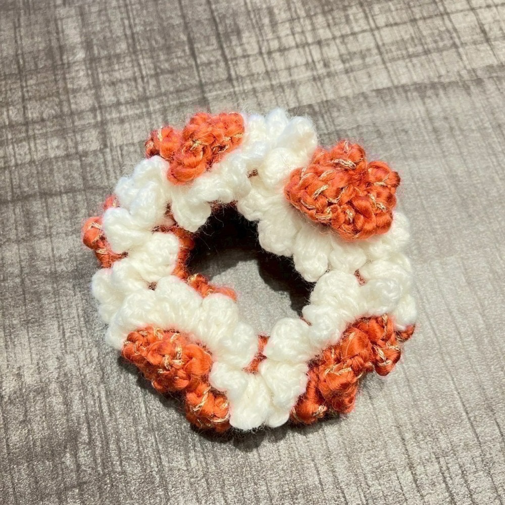 Jenny′s good life手作毛線針織雙色雙層捲捲花邊髮圈/大腸圈/髮飾-細節圖3