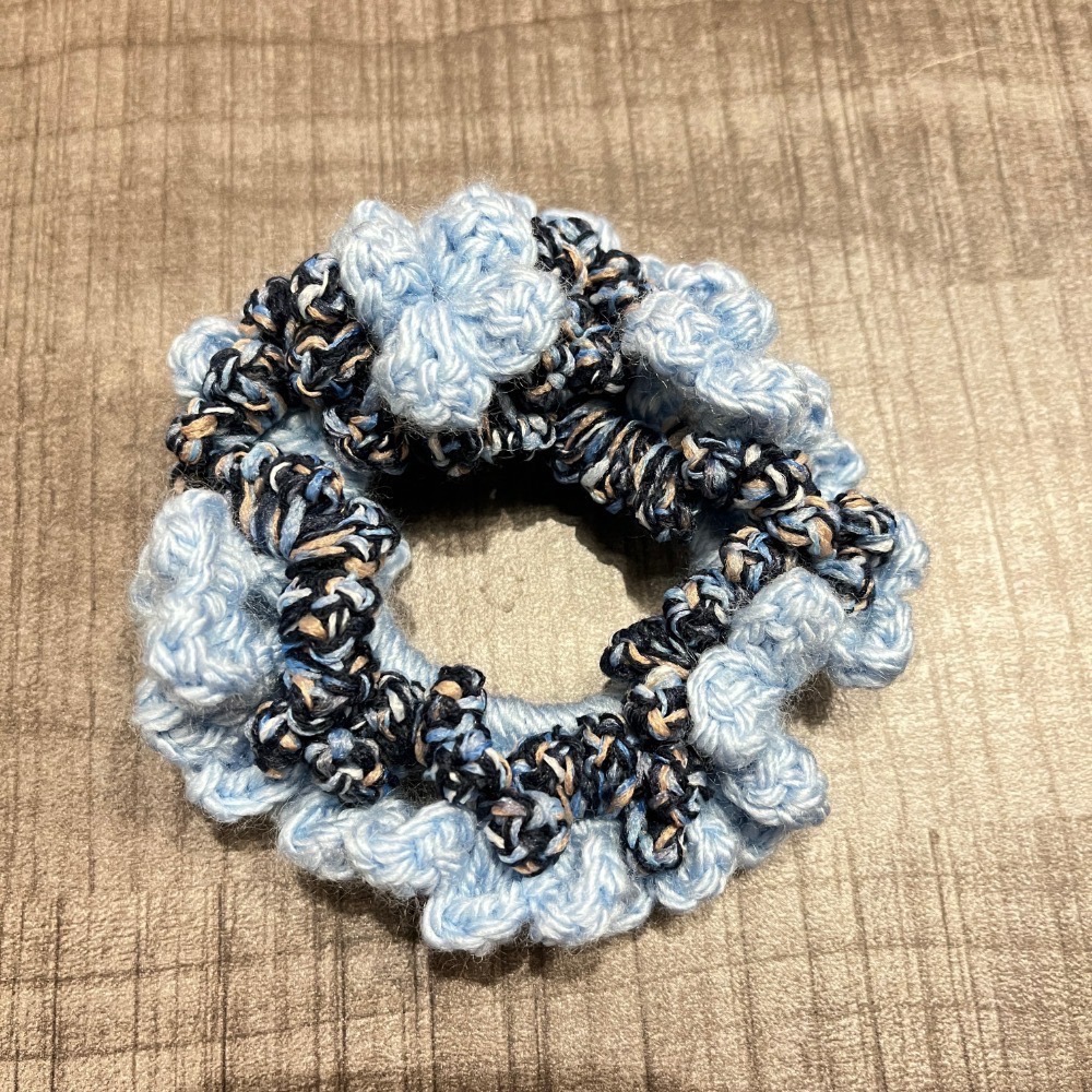 Jenny′s good life手作毛線針織雙色雙層捲捲花邊髮圈/大腸圈/髮飾-細節圖6