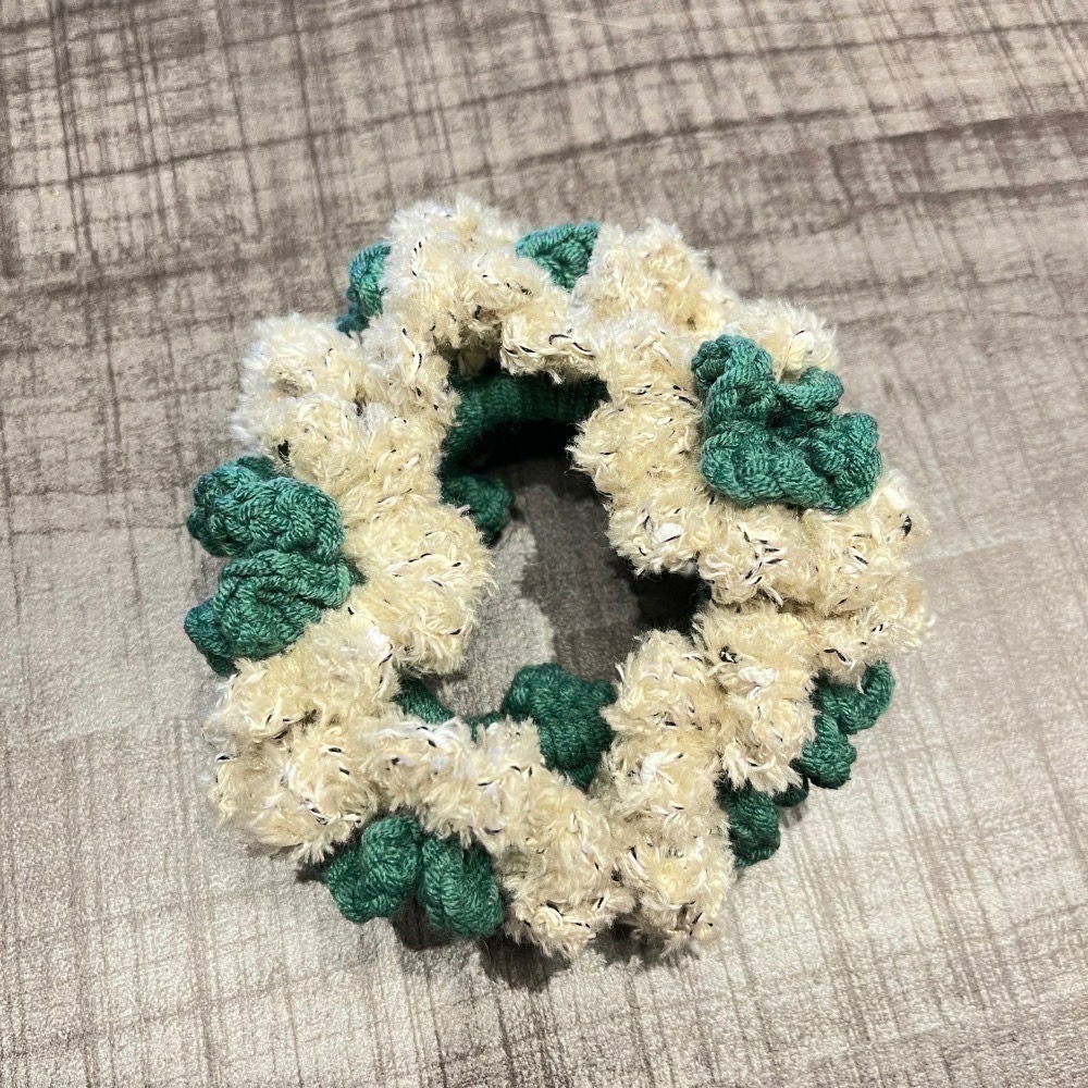 Jenny′s good life手作毛線針織雙色雙層捲捲花邊髮圈/大腸圈/髮飾-規格圖7