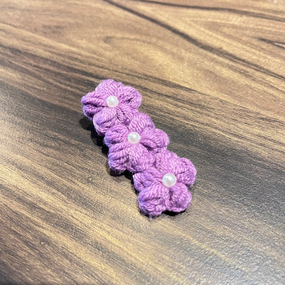 Jenny′s good life手作毛線針織三顆泡芙小花髮夾/髮飾-規格圖9
