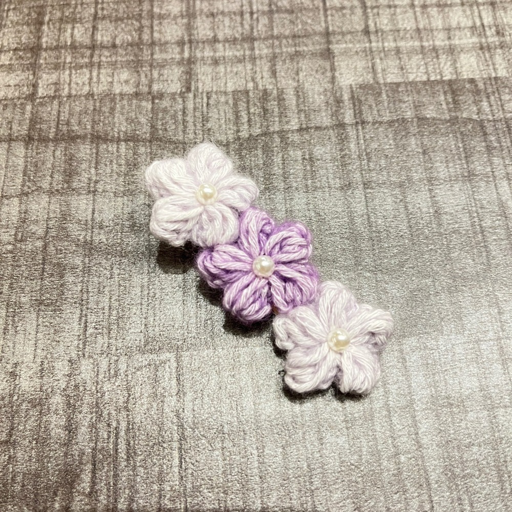 Jenny′s good life手作毛線針織三顆泡芙小花髮夾/髮飾-規格圖9