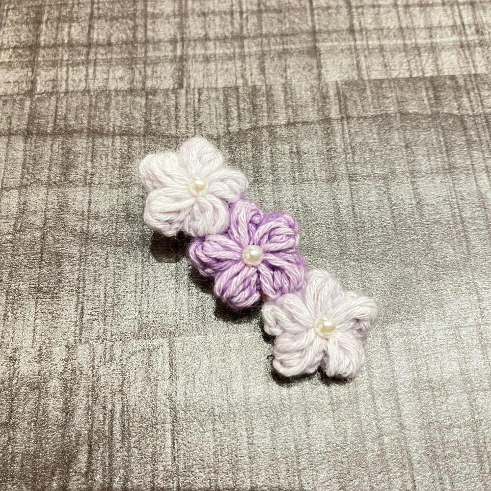 Jenny′s good life手作毛線針織三顆珍珠泡芙小花髮夾/髮飾-規格圖8