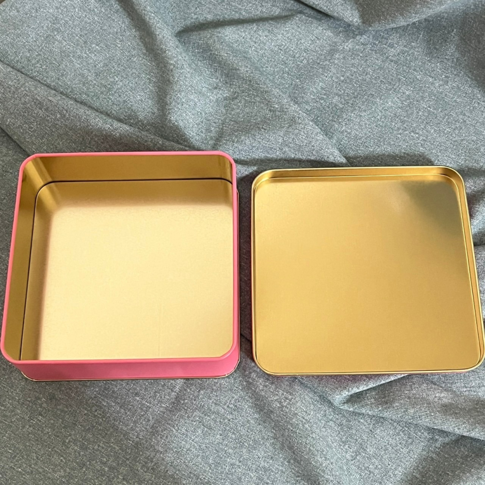 粉紅色正方形鐵盒/餅乾盒/包裝盒/喜餅盒-細節圖2