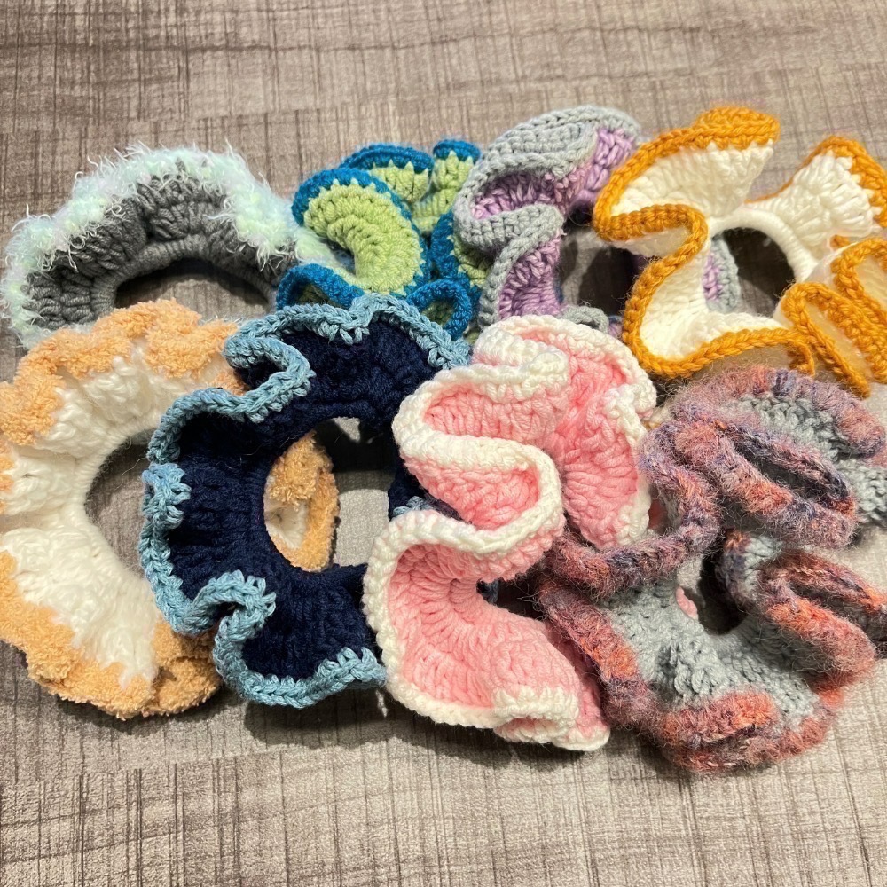 Jenny′s good life手作毛線針織經典浪漫雙色髮圈/大腸圈/髮飾-細節圖2