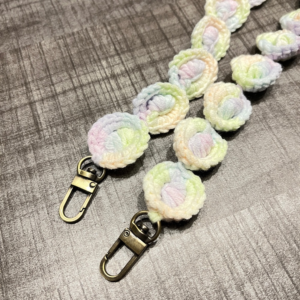 Jenny’s good life 手作毛線棉花糖彩虹泡泡手機背帶 手機掛繩-細節圖3