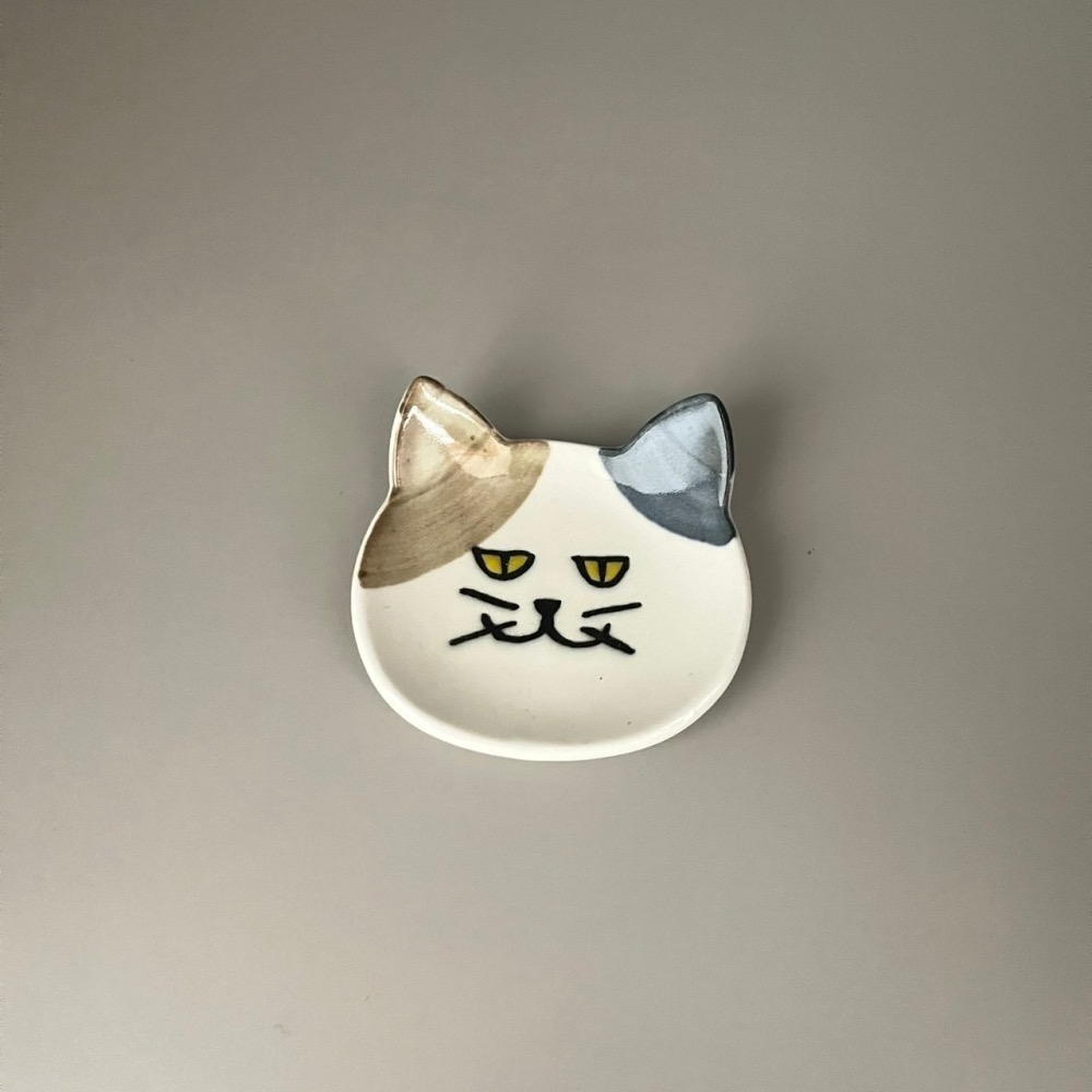 日本製美濃燒貓咪筷架湯匙架小碟子 條紋虎斑貓/賓士花貓/黑貓-細節圖2