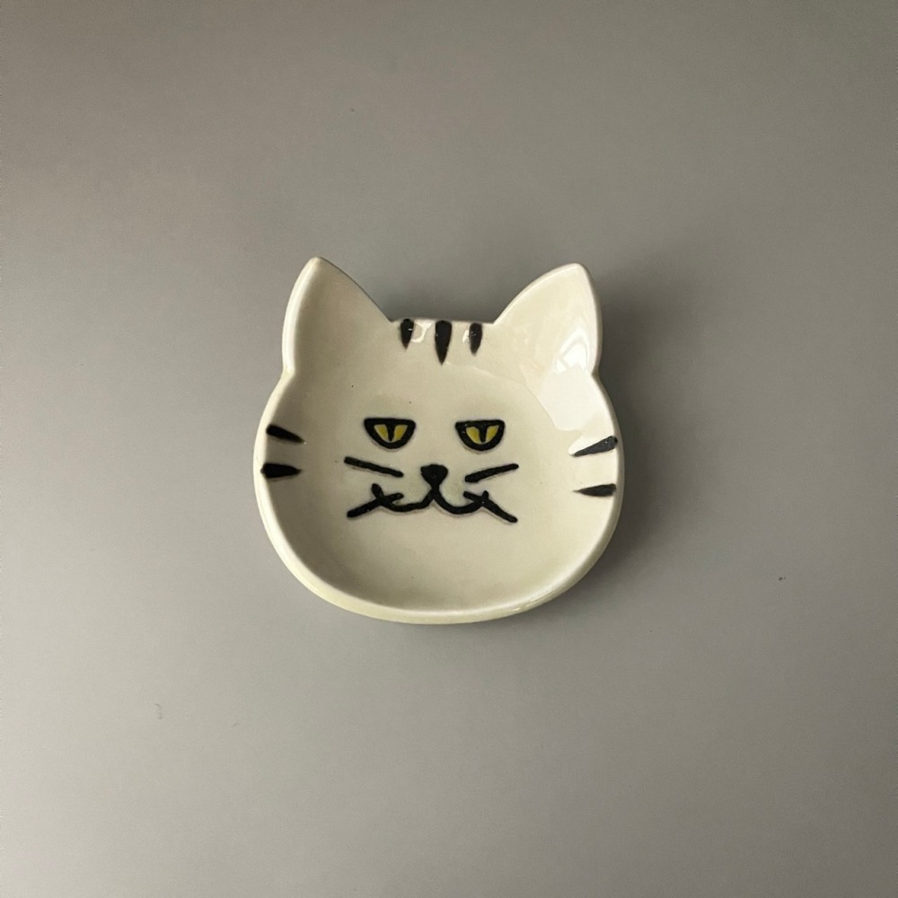 日本製美濃燒貓咪筷架湯匙架小碟子 條紋虎斑貓/賓士花貓/黑貓-細節圖4