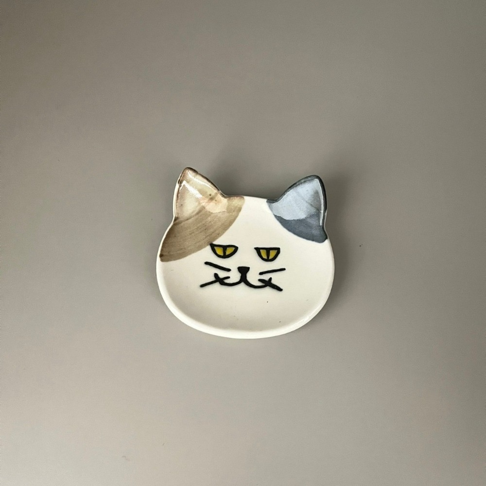 日本製美濃燒貓咪筷架湯匙架小碟子 條紋虎斑貓/賓士花貓/黑貓-規格圖4