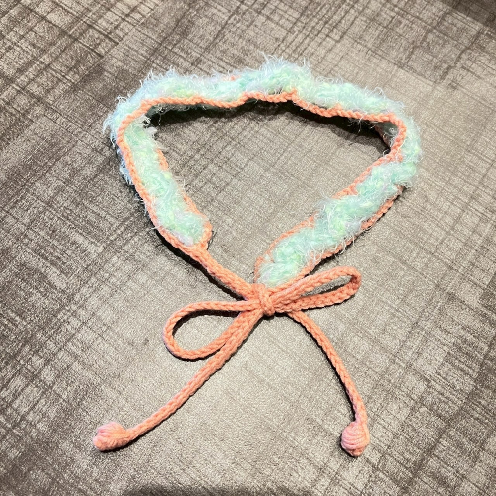 Jenny＇s good life 手作毛線蜜桃粉X獨角獸毛毛髮帶/髮飾-細節圖3