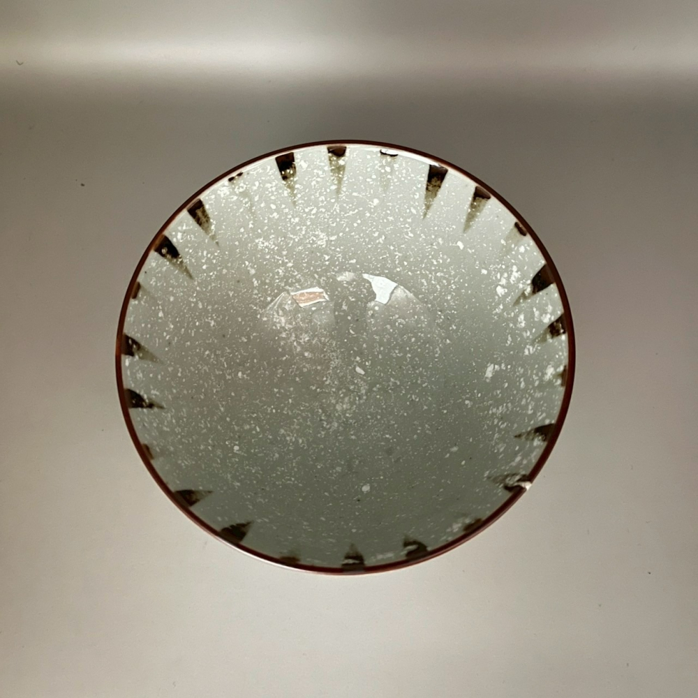 日本製美濃燒藍色咖啡色直條紋陶瓷碗 飯碗-細節圖6