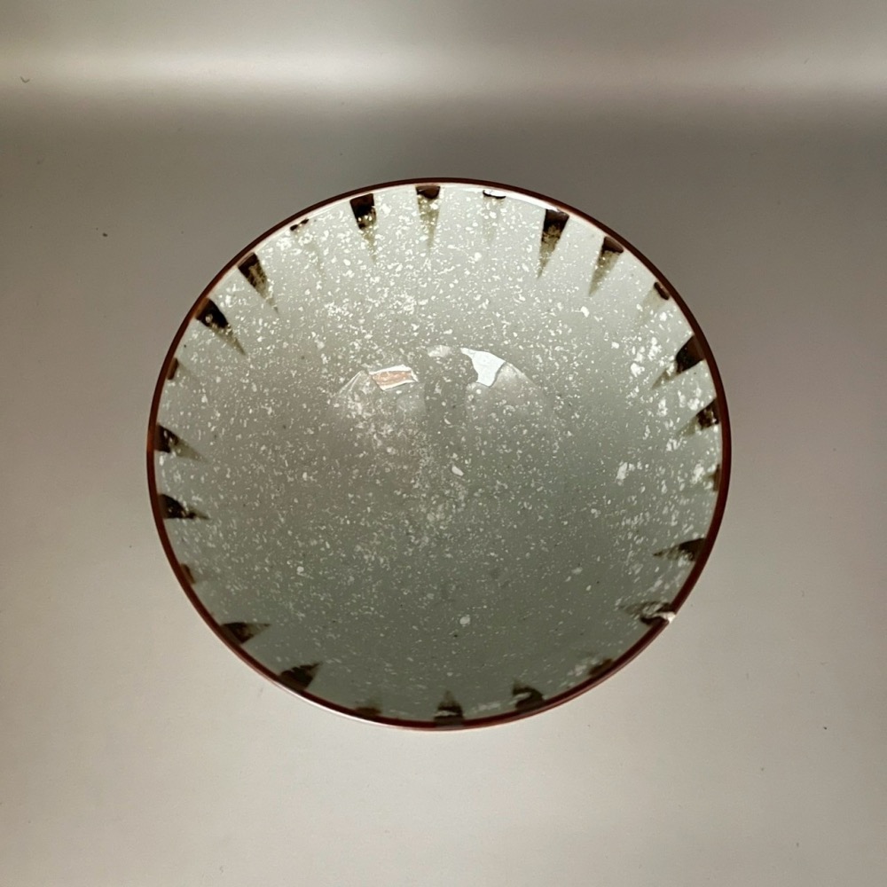 日本製美濃燒藍色咖啡色直條紋陶瓷碗 飯碗-細節圖6