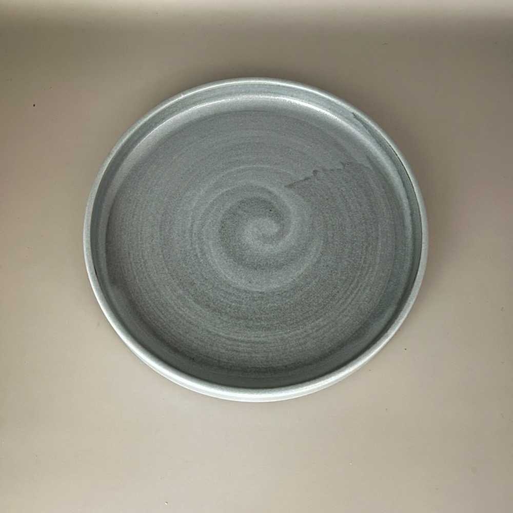 日本製簡約藍灰色陶瓷盤 圓盤 盤子 點心盤 甜點盤 16.4公分-細節圖4